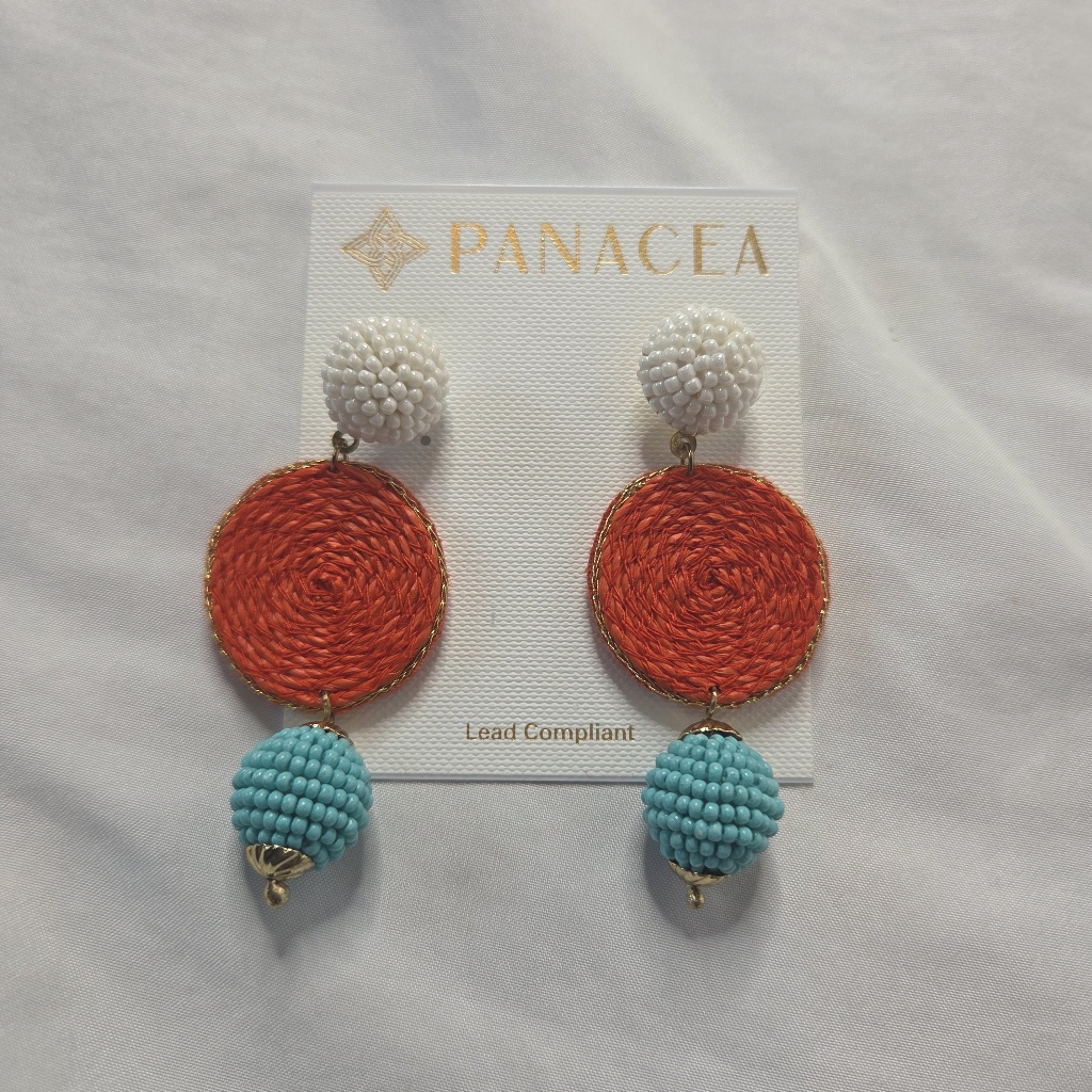 Panacea Orange And Turquoise Beaded Earrings 11$